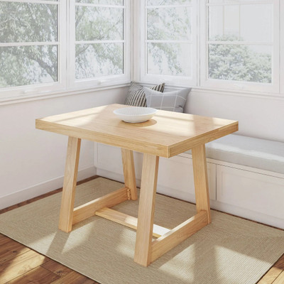 Riley Wirebrush Natural Farmhouse Kitchen Table Angled View Room