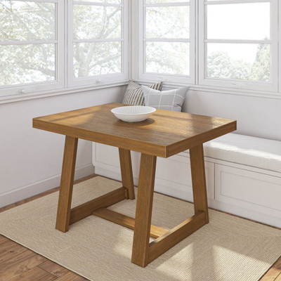 Riley Wirebrush Pecan Farmhouse Kitchen Table Angled View Room