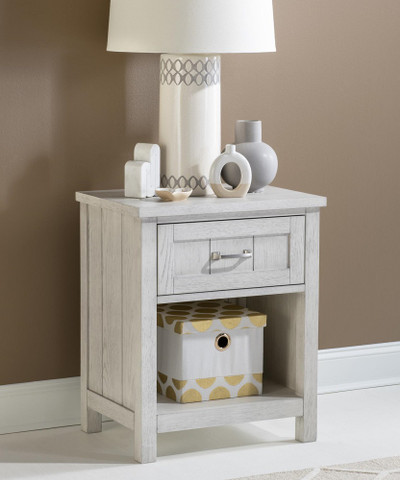 Jordan Whitewash Nightstand with Drawer Room