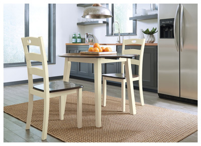 Woodanville - Round DRM Drop Leaf Table - Cream / Brown