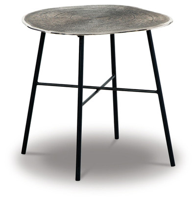 Laverford - Round End Table - Chrome / Black