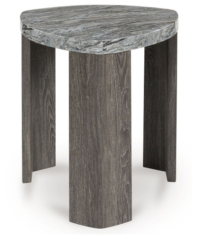 Surmour - Triangle End Table - Gray / Brown