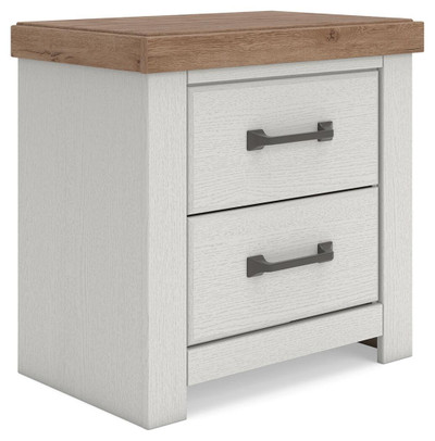 Savonport - Two Drawer Night Stand - White / Brown