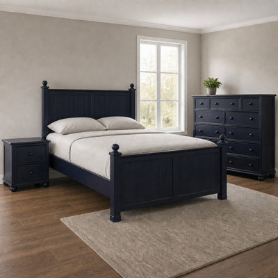 Annapolis Blue Queen 3-Piece Panel Bedroom Set arranged in a bedroom