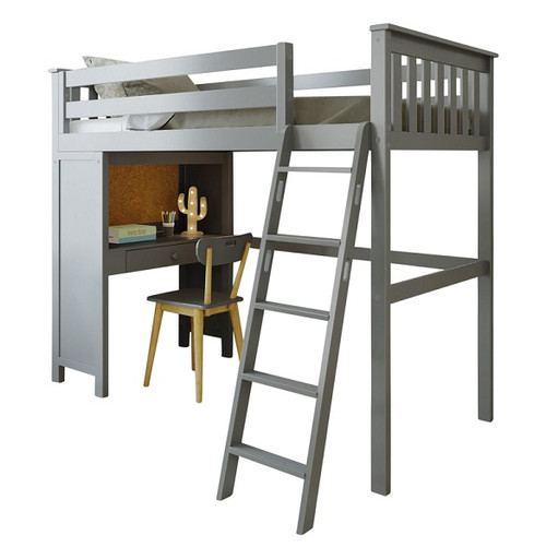 Rylan Gray Twin Loft Bed with Desk