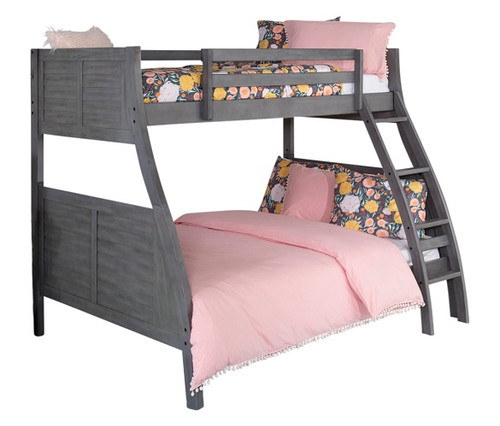 Bodie Island Grey Twin over Full Louvre Bunk Beds