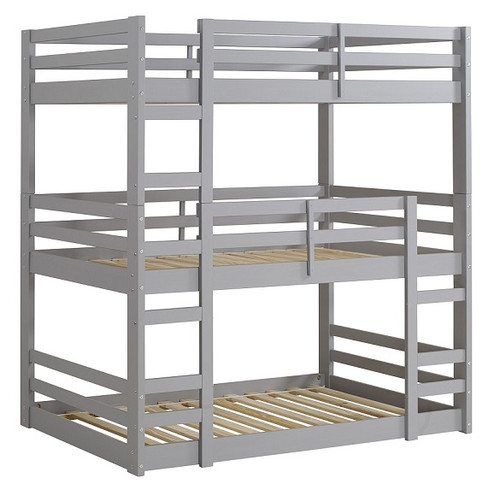 Noah Grey Twin 3 Bed Bunk Bed left angle view