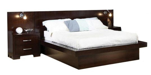 Makenna Cappuccino Platform Wall Bed shown with Optional Nightstands