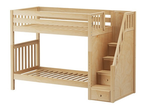 Washburn Natural Twin over Twin Bunk Bed with Stairs-Slatted
