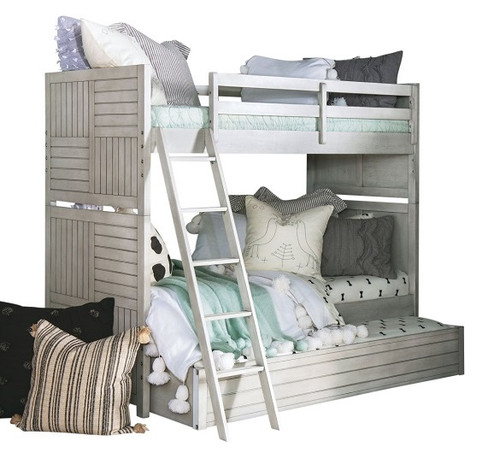 White Rock Twin Bunk Beds for Kids shown with Optional Twin Storage Trundle