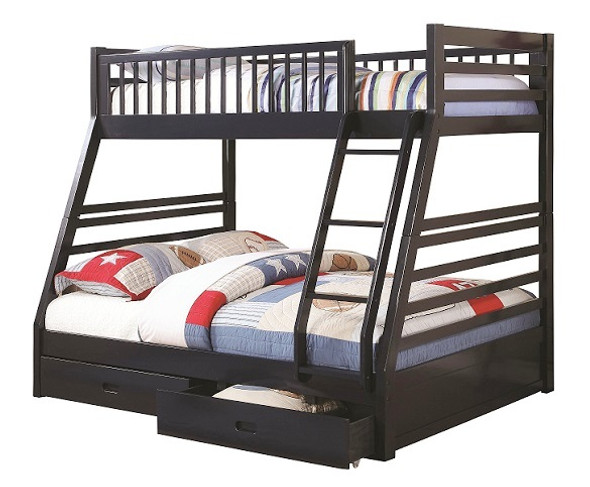 Bristol Blue Twin over Full Bunk Bed with Storage Right Side Angled View