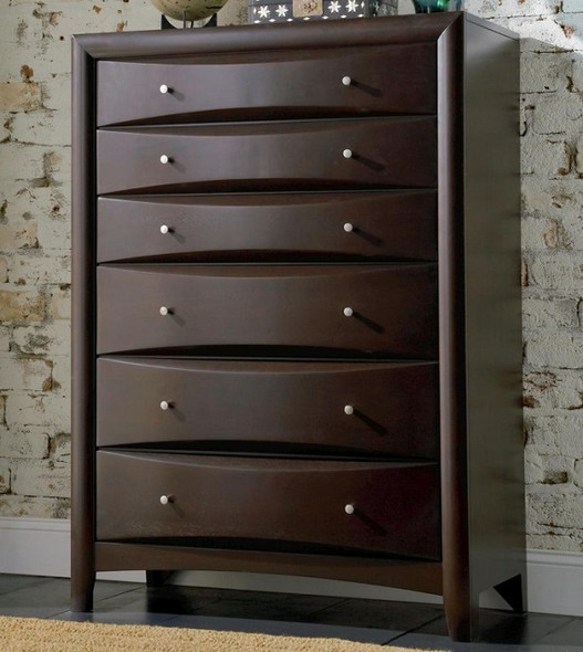 Leon Cappuccino 6 Drawer Tall Chest of Drawers Room