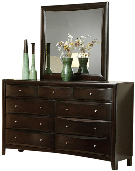 Leon Cappuccino 9 Drawer Dresser shown with Optional Mirror