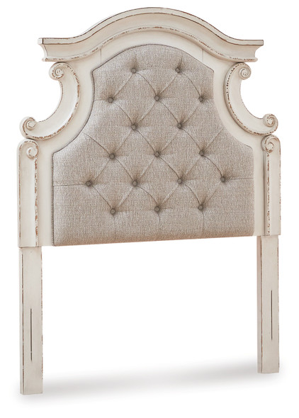 Realyn Twin Upholstered Panel Headboard in Chipped White