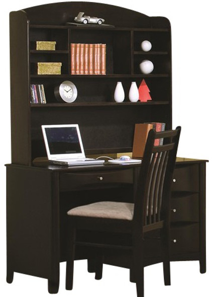 Leon Cappuccino Computer Desk shown with Optional Hutch and Chair