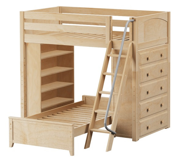 Lingo Natural Twin Size Storage L Shaped Bunk Beds