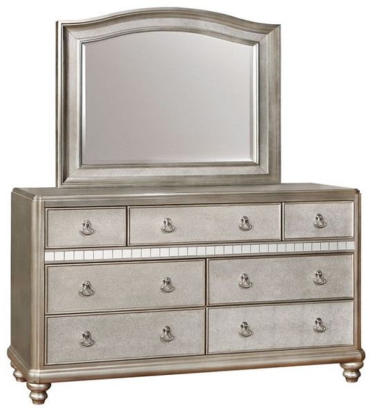 Belle Maison Metallic Platinum Arch Mirror shown with Optional Dresser