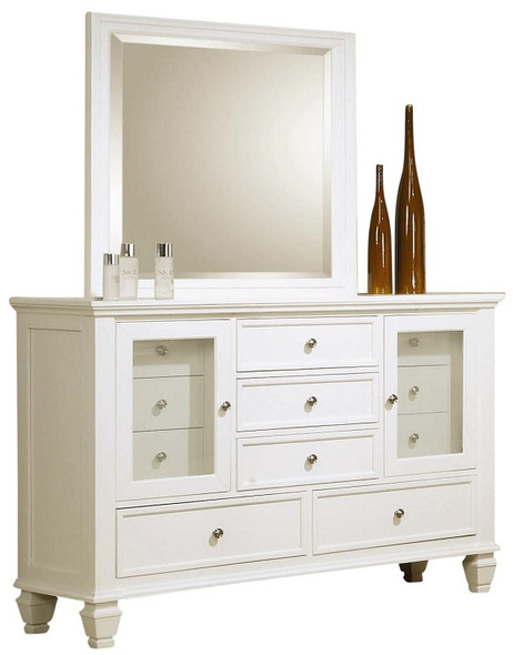 Dana Point White Mirror shown with Optional 11 Drawer Dresser