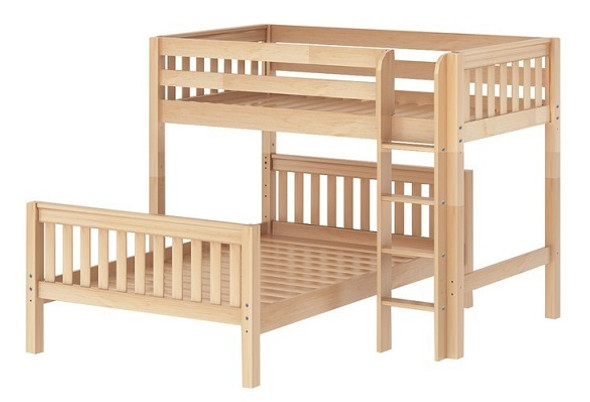 Lingo Natural Twin over Full L Shaped Bunk Beds-Slatted Ends