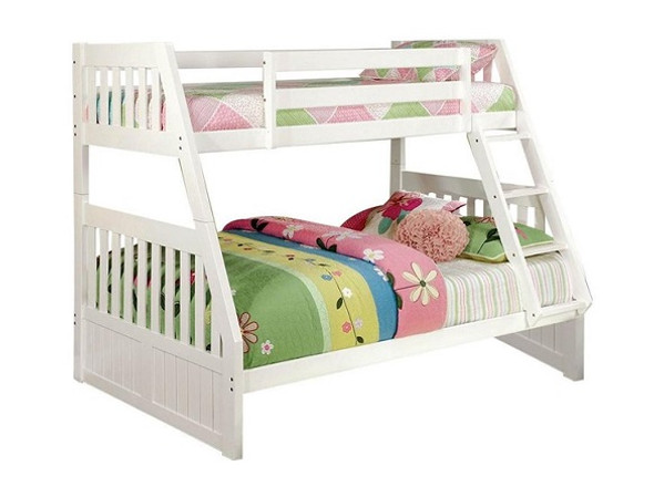 Bella White Twin over Full Bunk Bed