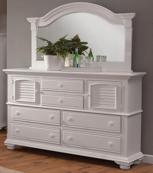 Seabrook Cottage White Landscape Mirror shown with the High Dresser