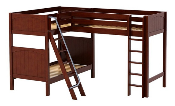 Annapurna Chestnut Sleeps 3 Twin Loft Bunk Beds-Panel Ends