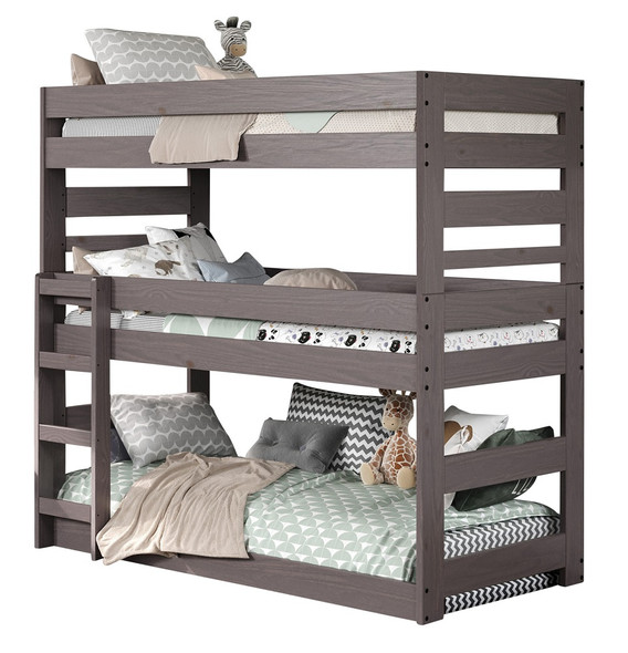 Tribeca Distressed Walnut Twin 3 Bed Bunk Bed
