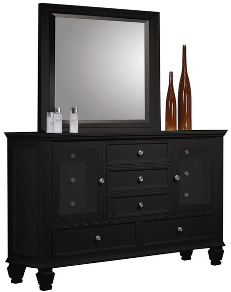 Wheeler Black 11 Drawer Dresser shown with Optional Mirror