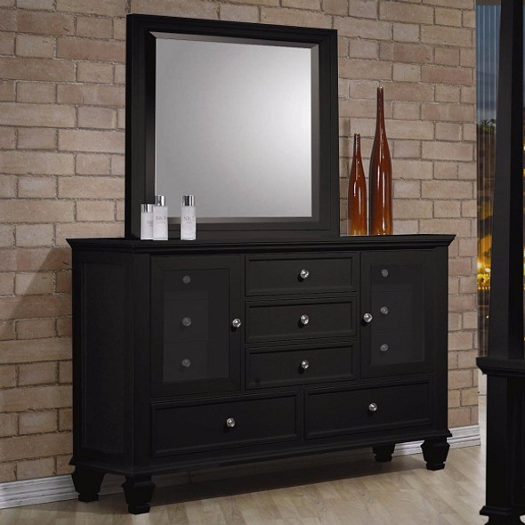 Wheeler Black 11 Drawer Dresser shown with Optional Mirror Room