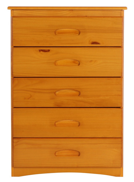 Stoney Creek Honey 5 Drawer Chest Front View