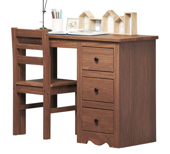 Jericho Mahogany Brown Vanity Desk shown with Optional Desk Chair