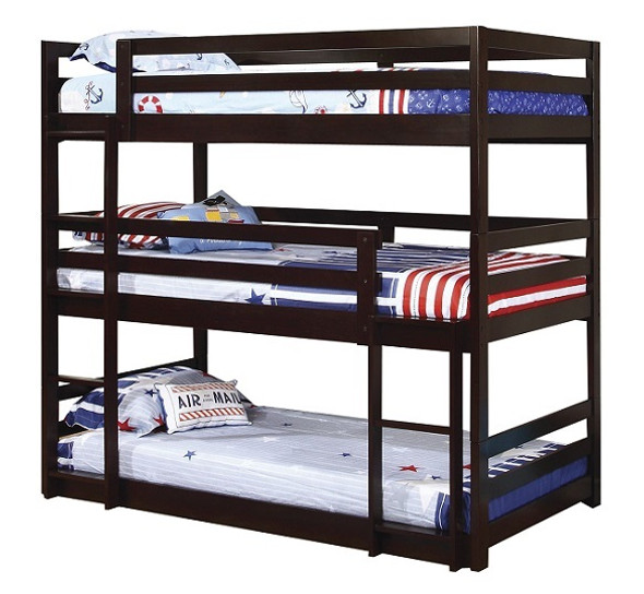 Wyatt Cappuccino Twin 3 Tier Bunk Bed