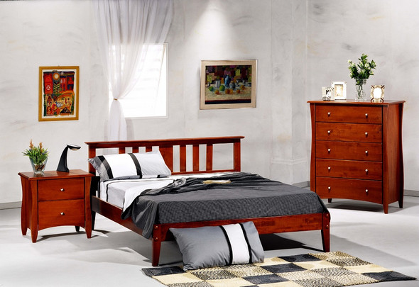 Eastwood Cherry Platform Bed Frame with Headboard Room