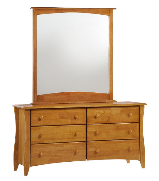 Kirkwood Oak 6 Drawer Dresser shown with Optional Vertical Mirror