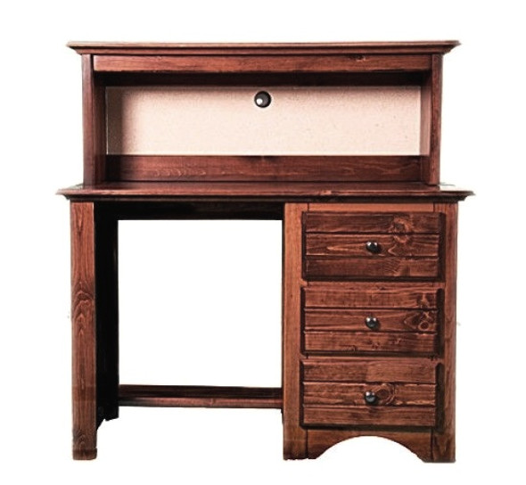 Prescott Cocoa Wooden Desk with Drawers shown Optional Desk Hutch Front View