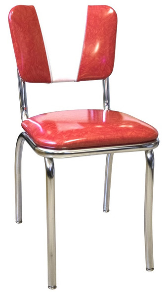 Bel Air Retro Diner Chair shown with Red Cracked Ice Vinyl