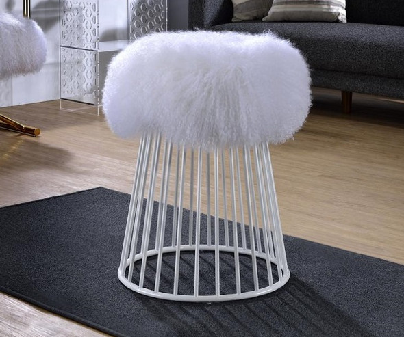 Sherpa Fur Round Ottoman Room