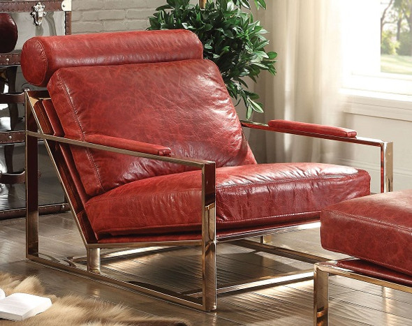 Amir Red Leather Accent Chair Room