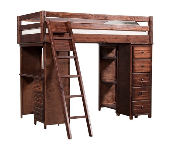 Prescott Cocoa Loft Bed with Desk and Storage