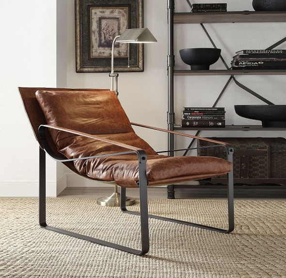 Joshua Cocoa Top Grain Leather Accent Chair Room