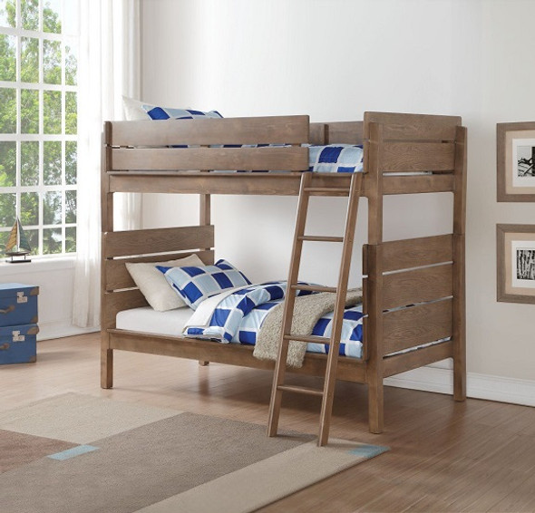 Trig Twin over Twin Bunk Bed Washed Oak Room