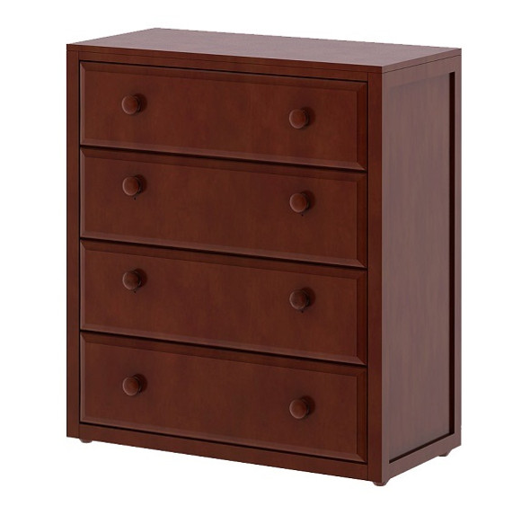 Dawson Chestnut 4 Drawer Dresser shown without Crown and Base