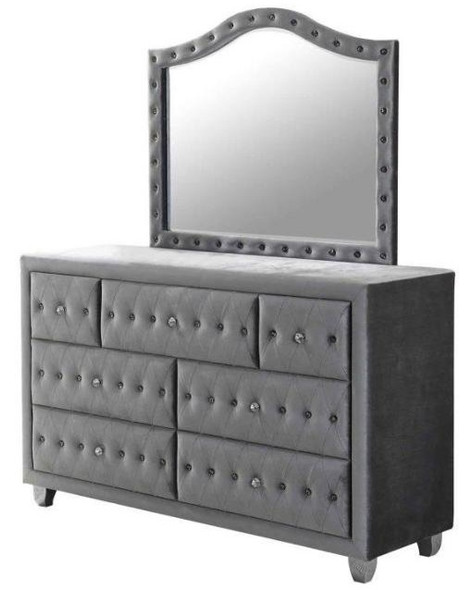 Diana Upholstered 7 Drawer Dresser shown with Optional Mirror