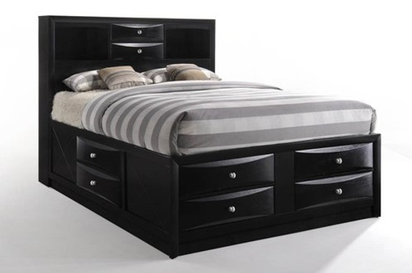 Manville Black Bookcase Bed with Storage