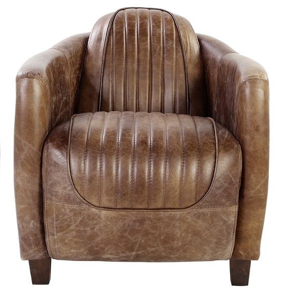 Malcolm Leather and Aluminum Aviator Chair Front View