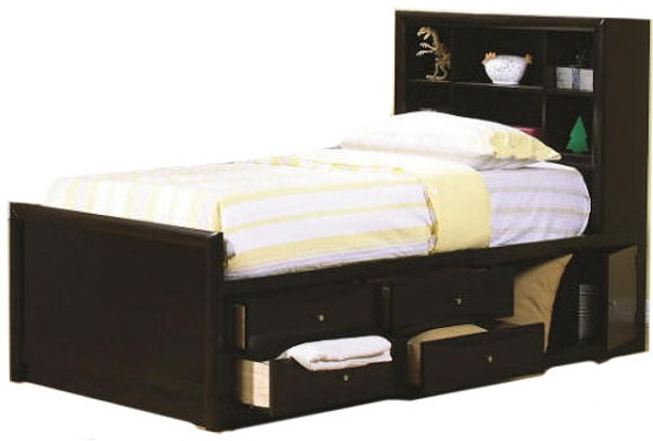 Leon Cappuccino Bookcase Captains Bed Twin or Full Size