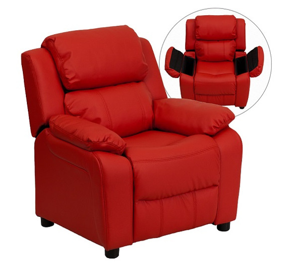 Kids Recliner Vinyl with Storage Arms