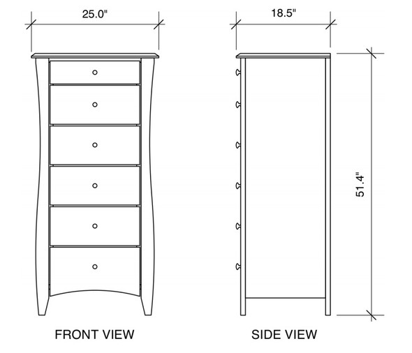 Kirkwood Oak Lingerie Dresser Dimensions