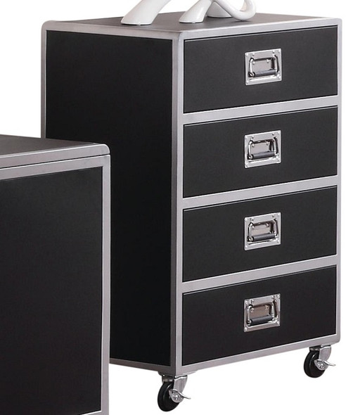 Essex Black Silver Metal 4 Drawer Chest