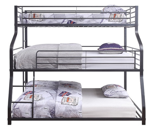 Kani Metal Twin XL over Full XL over Queen 3 Bed Bunk Bed Front View